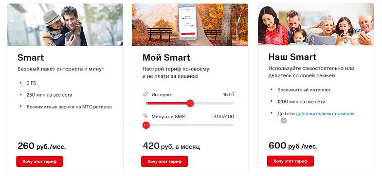 Линейка тарифов "Smart" от МТС